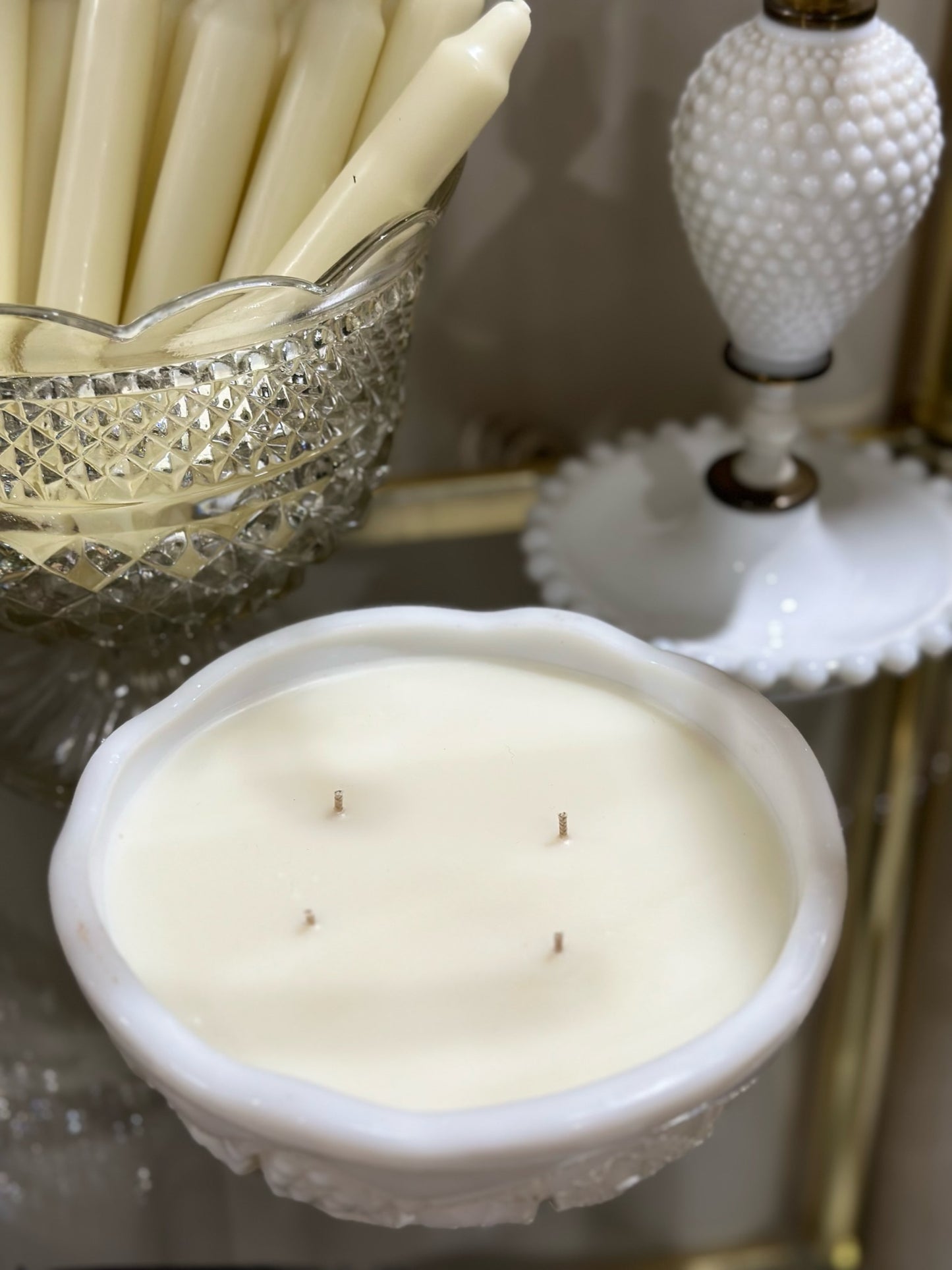 Milk Glass Footed Bowl