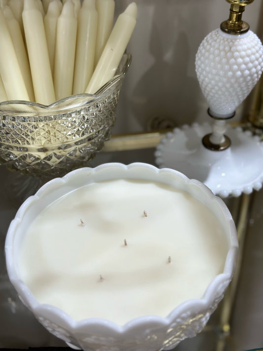 Milk Glass Scalloped Bowl