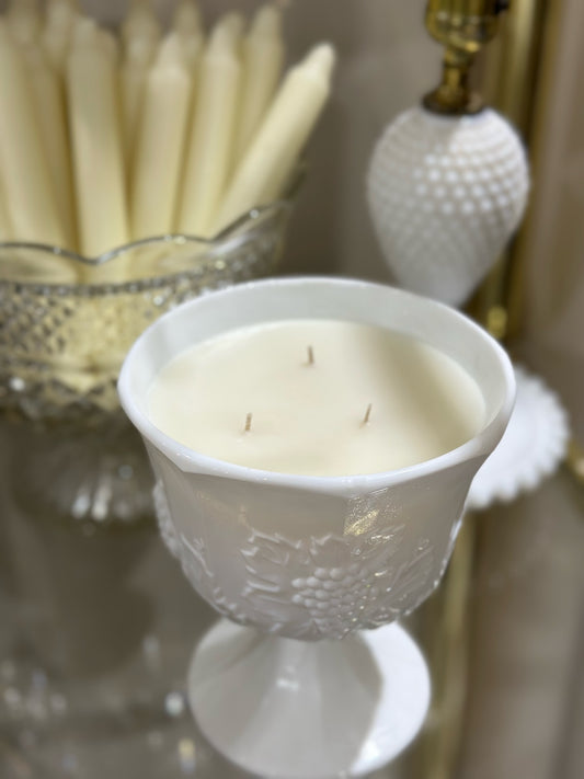 Milk Glass Pedestal Planter