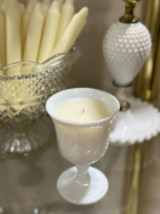 Milk Glass Grape Goblet